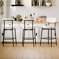 White Boucle Counter Height Bar Stools Metal 3-Piece  Warm Home View