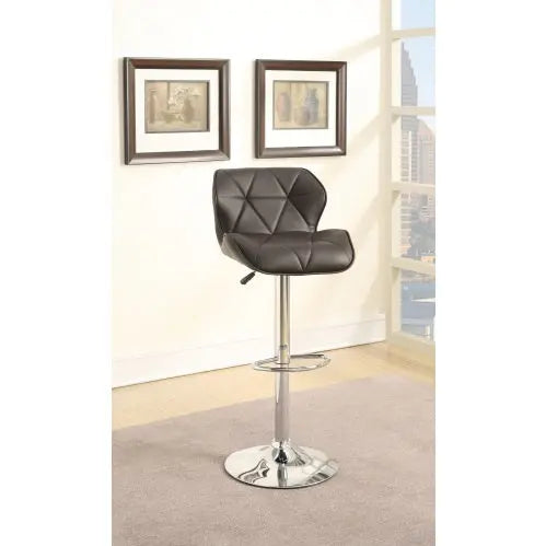 Set of 2 Modern Brown Faux Leather Adjustable Swivel Stools with Chrome Base  Warm Home View