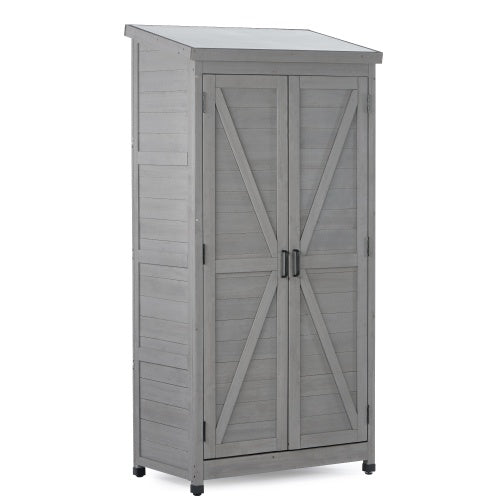 Wooden Outdoor Garden Storage Shed - Cedar Wood, 1-Piece  Warm Home View