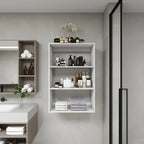 B4 Bathroom colset shelves Wood Modular Closet System Wall Mounted Shelves Walk in Clothes Storage Cabinet Shelving Built in Closet Organizer for Bedroom White 31.49''W x 16.04''D x 47.24''H  Warm Home View