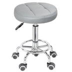 IBVIVIC Grey PU Leather Rolling Stool, Height Adjustable Round Swivel Stool with Footrest  Warm Home View