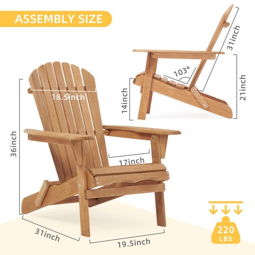 Wooden Outdoor Folding Adirondack Chair Set - Light Brown Hemlock, 2-Piece  Warm Home View