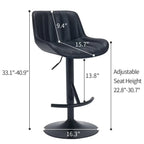 Premium Adjustable Black Leather Bar Stools with 360° Swivel and Steel Frame - Set of 2  Warm Home View