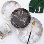 Marble Pattern Plate, Nordic Dinnerware with Gold Edge  Warm Home View