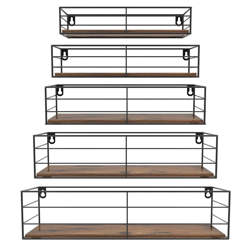CRUGLA Floating Wall Shelves Set of 5 Wall Mounted Bathroom Shelves Hanging Storage Shelf for Bathroom Kitchen Bedroom Living Room  Warm Home View