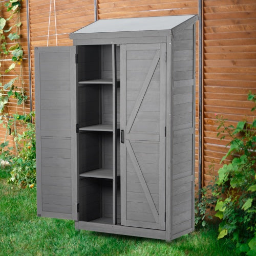 Wooden Outdoor Garden Storage Shed - Cedar Wood, 1-Piece  Warm Home View