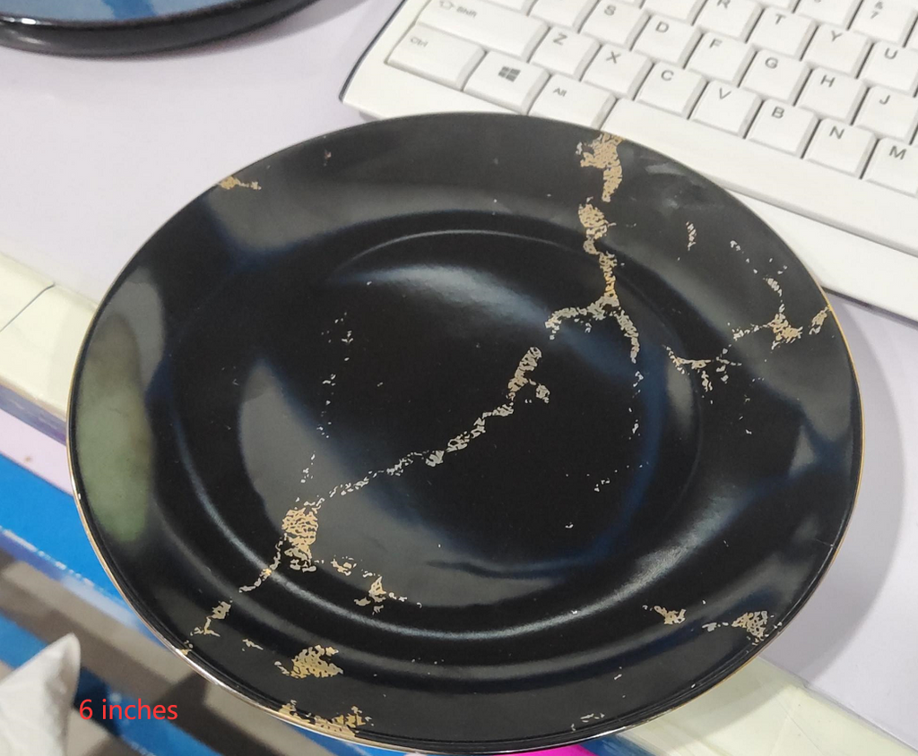 Marble Pattern Plate, Nordic Dinnerware with Gold Edge  Warm Home View