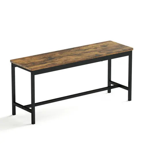 Rustic Brown Bench Dining Table Set Wood/Steel 3-Piece  Warm Home View