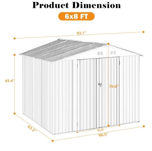 Anti-Corrosion Metal Outdoor Garden Storage Shed - Galvanized Iron, 1-Piece  Warm Home View