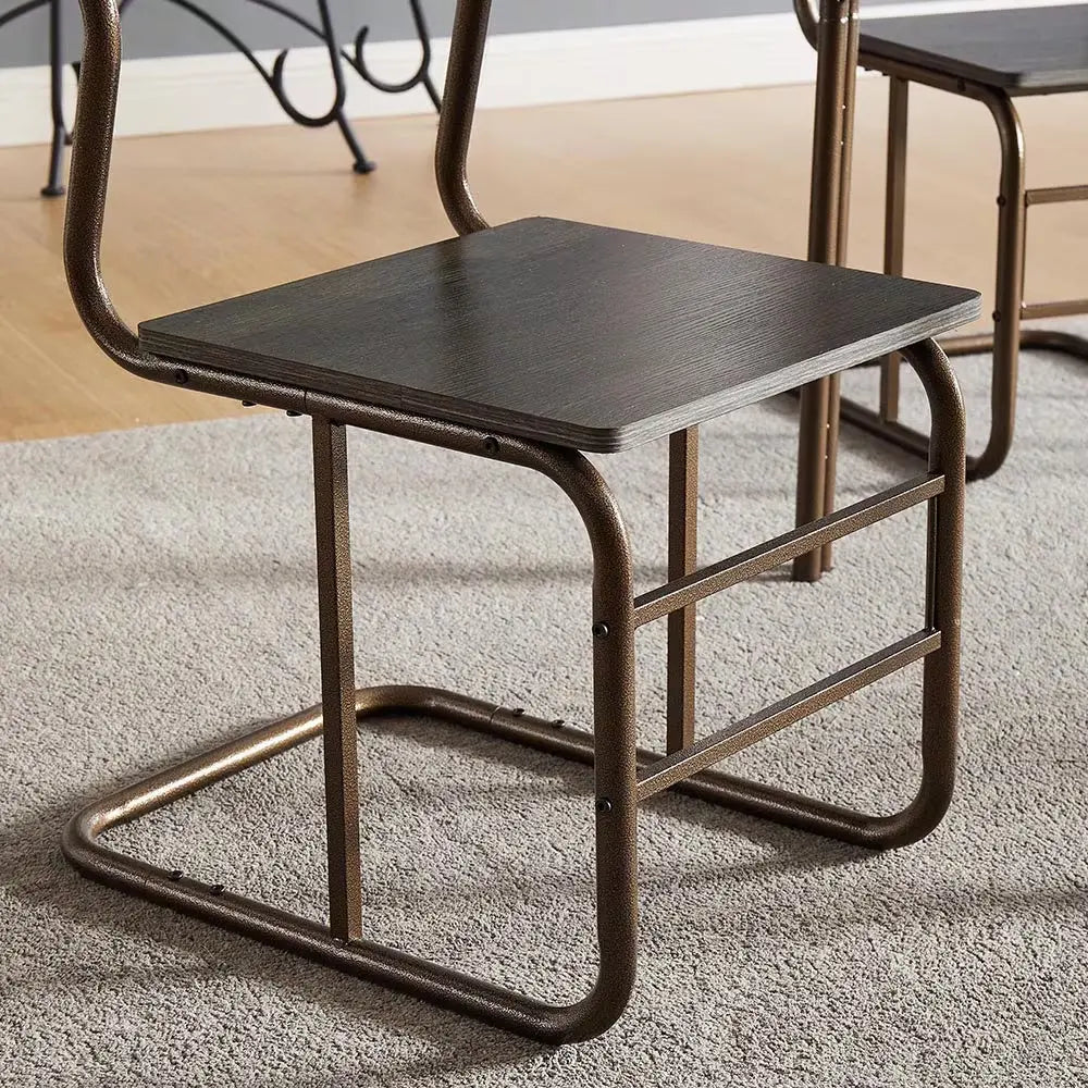 Modern Wood Dining Set Antique Bronze 5-Piece  Warm Home View
