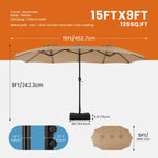 Large Outdoor Patio Umbrella - Polyester, 3-Piece Set  Warm Home View