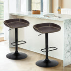 Modern Adjustable Swivel Bar Stools Dark Brown 2-Piece  Warm Home View