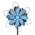 Outdoor Metal Flower Wind Spinner - Blue Steel, 1-Piece  Warm Home View