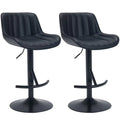 Premium Adjustable Black Leather Bar Stools with 360° Swivel and Steel Frame - Set of 2  Warm Home View