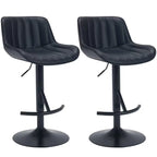 Premium Adjustable Black Leather Bar Stools with 360° Swivel and Steel Frame - Set of 2  Warm Home View