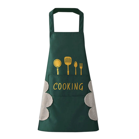 Kitchen Apron with Hand-Wipe Pockets