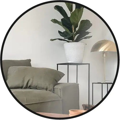 Black 24-Inch Round Metal Bathroom Mirror