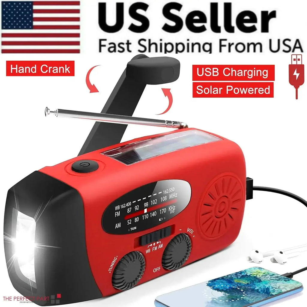 crank solar power bank with flashlight
