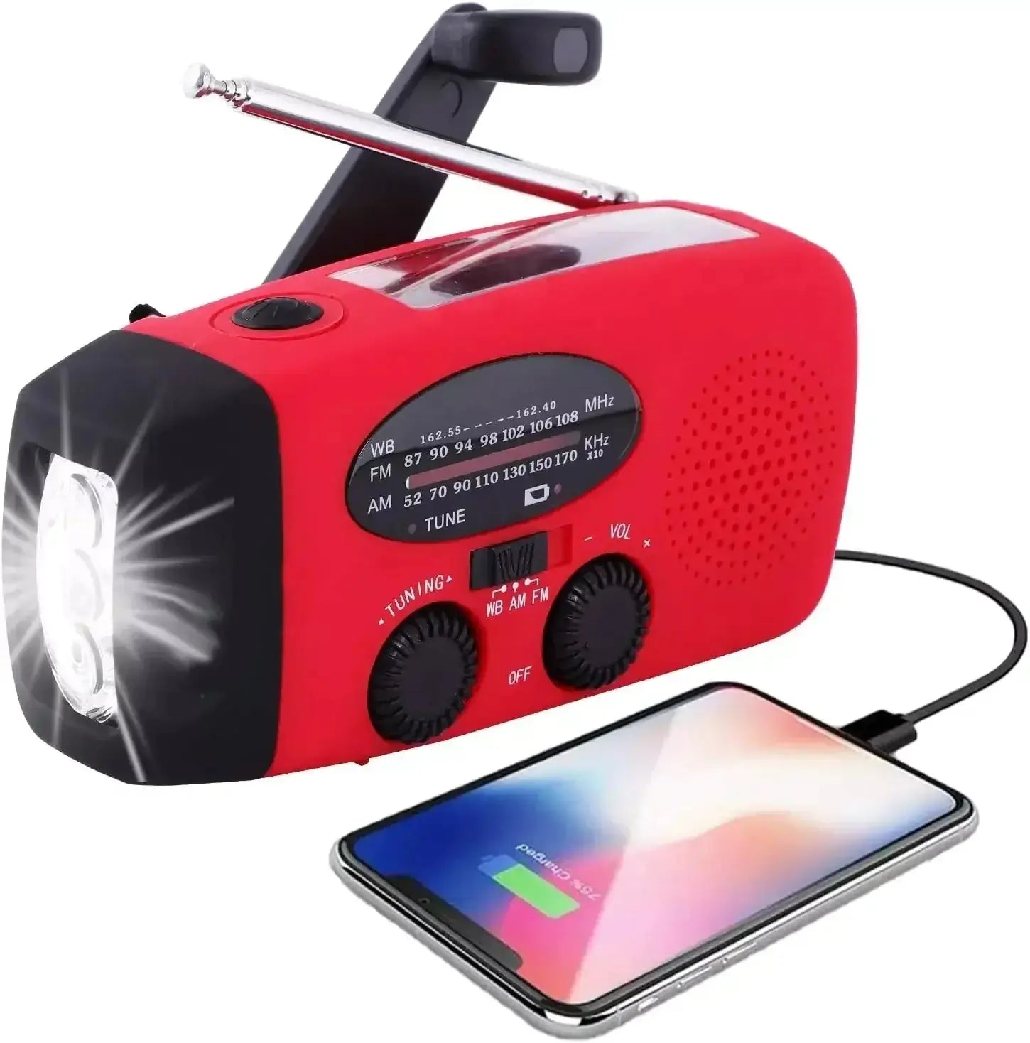 crank solar power bank with flashlight